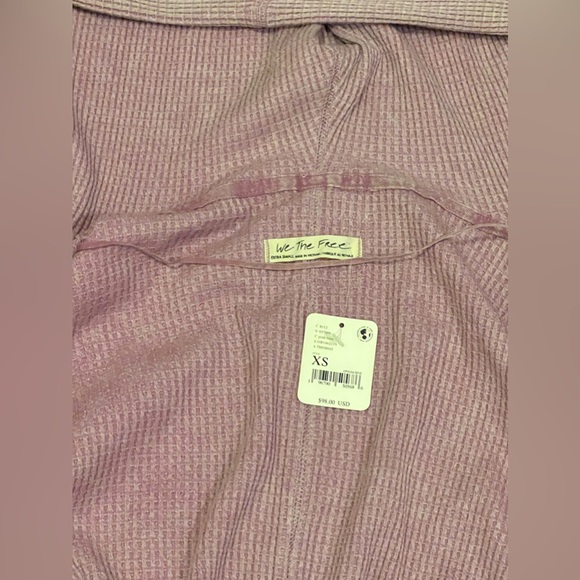 NEW FREE PEOPLE We The Free Cherry Girls Night Thermal Hoodie Sweater Pink XS - Picture 5 of 14